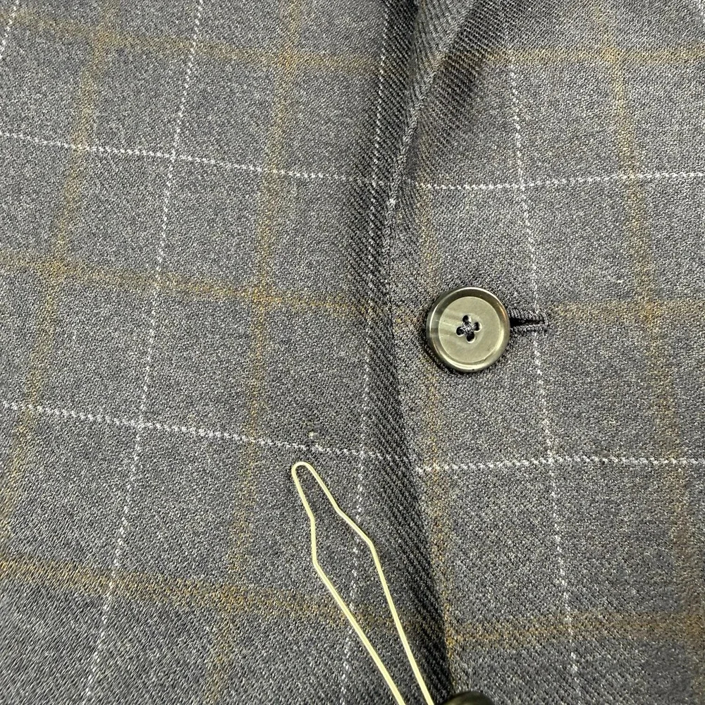 The Andover Shop Windowpane Sports Coat Blazer 2 Button Blue Mens Size 38 Short